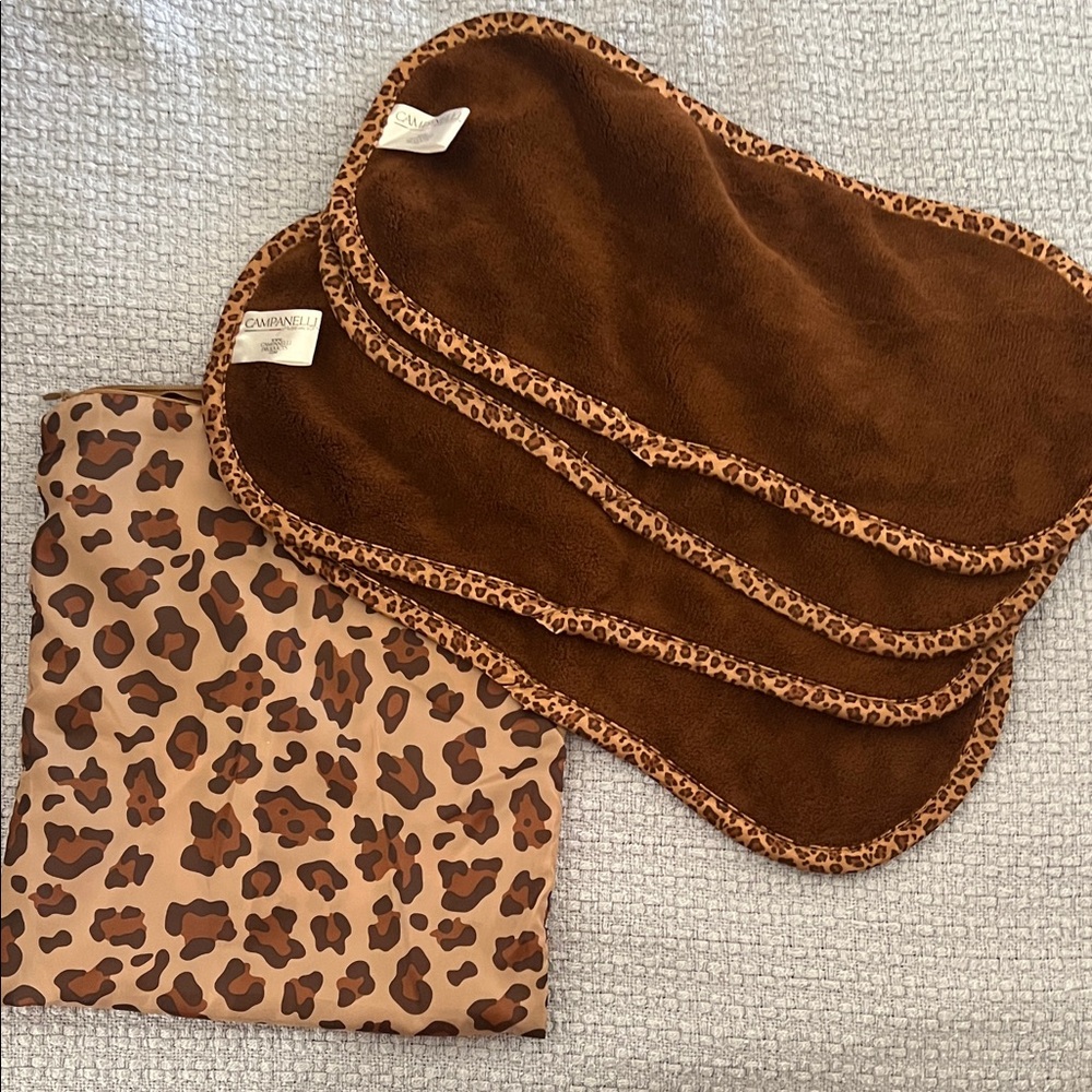 Brown Leopard Print Makeup Remover Pads, Towels 15 in by 7 in NWOT(Set of 4)